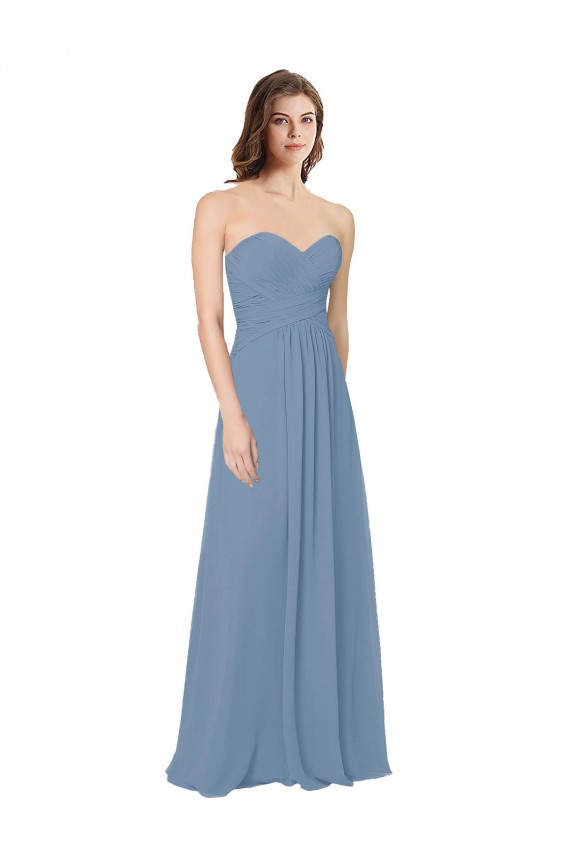 Low Back Chiffon Sweetheart Long Sleeveless Bridesmaid Dress / Evening Gowns Norwich
