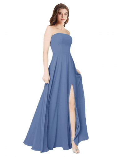 Open Back Soft Chiffon Strapless Long Sleeveless Formal Dress / Bridesmaid Dress Norwich