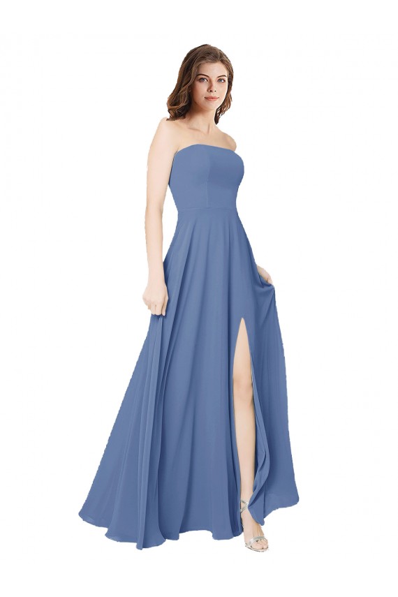 Open Back Soft Chiffon Strapless Long Sleeveless Formal Dress / Bridesmaid Dress Norwich