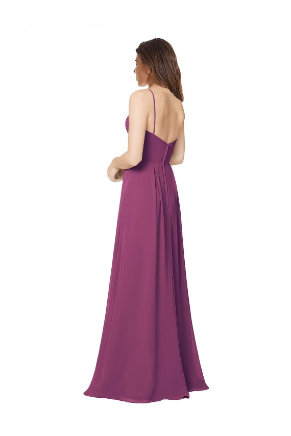 Open Back Wild Berry Soft Chiffon Strapless Long Sleeveless Bridesmaid Dress Norwich