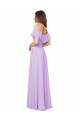 Low Back Lilac Soft Chiffon Off the Shoulder Long Sleeveless Bridesmaid Dress Norwich
