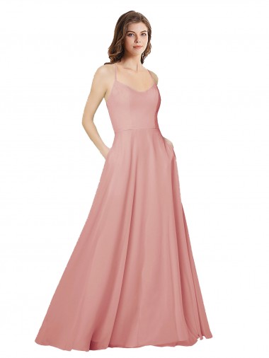 Open Back Bliss Pink Soft Chiffon Strapless Long Sleeveless Bridesmaid Dress Norwich
