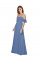 Open Back Soft Chiffon Off the Shoulder Long Flutter Sleeves Bridesmaid Dress Norwich