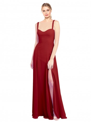 Red Soft Chiffon Sweetheart Long Sleeveless Bridesmaid Dress Norwich