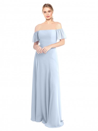 V-Back Soft Chiffon Off the Shoulder Long Flutter Sleeves Formal Dress / Bridesmaid Dress Norwich