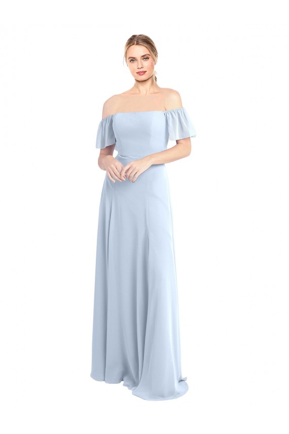 V-Back Soft Chiffon Off the Shoulder Long Flutter Sleeves Formal Dress / Bridesmaid Dress Norwich
