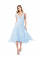 Keyhole Back Soft Chiffon V-Neck Midi Length Sleeveless Bridesmaid Dress Norwich