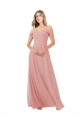 Bliss Pink Soft Chiffon Off the Shoulder Long Sleeveless Bridal Party Dress Norwich