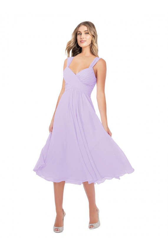 Soft Chiffon Sweetheart Midi Length Sleeveless High Low Bridesmaid Dress Norwich