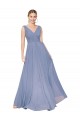 V-Back Dusty Blue Soft Chiffon V-Neck Long Sleeveless Formal Evening Gown / Prom Dress / Bridesmaid Dress Norwich