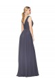 V-Back Dusty Blue Soft Chiffon V-Neck Long Sleeveless Formal Evening Gown / Prom Dress / Bridesmaid Dress Norwich