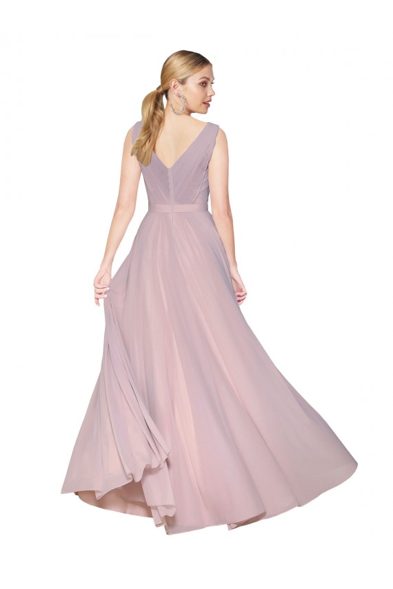V-Back Primrose Soft Chiffon V-Neck Long Sleeveless Formal Evening Gown / Prom Dress / Bridesmaid Dress Norwich