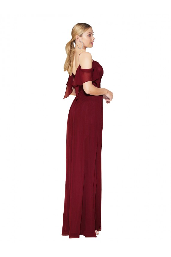 V-Back Soft Chiffon Off the Shoulder Long Cold Shoulder Formal Evening Gown / Prom Dress / Bridesmaid Dress Norwich