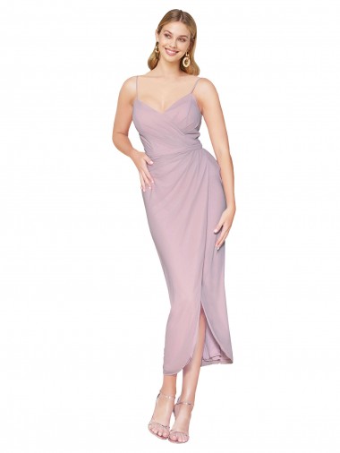 V-Back Soft Chiffon Spaghetti Straps Knee Length Sleeveless High Low Evening Gown / Prom Dress / Bridesmaid Dress Norwich