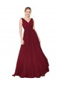V-Back Burgundy Soft Chiffon V-Neck Long Sleeveless Formal Dress / Bridesmaid Dress Norwich