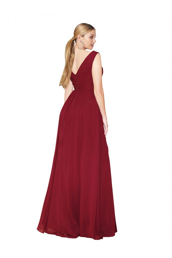 V-Back Soft Chiffon V-Neck Long Sleeveless Black Tie Evening Gown / Prom Dress / Bridesmaid Dress Norwich