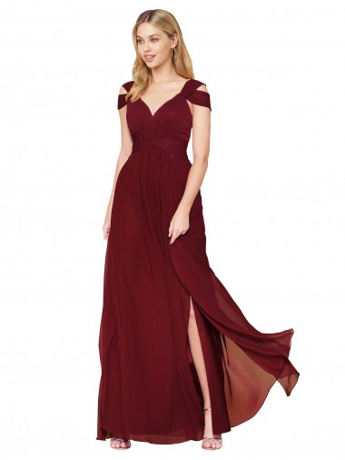 Burgundy Soft Chiffon Sweetheart Long Sleeveless Formal Evening Gown / Prom Dress / Bridesmaid Dress Norwich