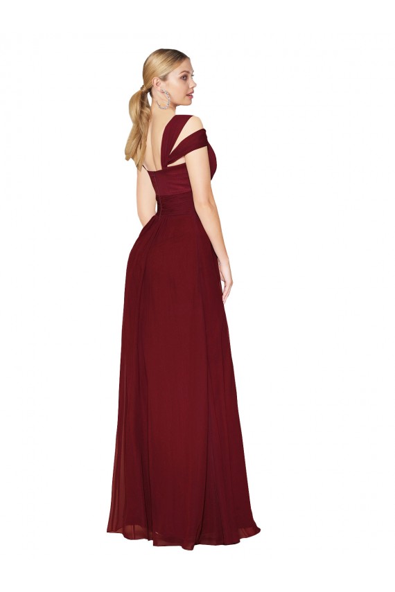 Burgundy Soft Chiffon Sweetheart Long Sleeveless Formal Evening Gown / Prom Dress / Bridesmaid Dress Norwich