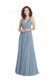 V-Back A-Line Dusty Blue V-Neck Long Sleeveless Bridesmaid Dress Norwich