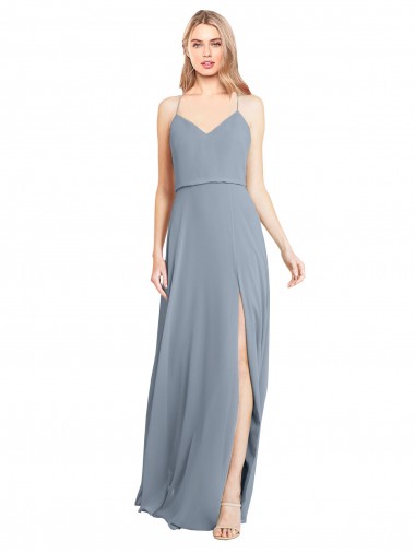 Open Back Soft Chiffon Off the Shoulder Long Sleeveless Bridesmaid Gowns Norwich