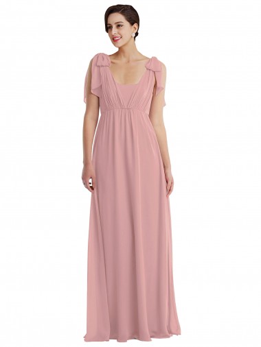 Dusty Pink Soft Chiffon Halter Neck Long Sleeveless Semi Formal Evening Dress / Bridesmaid Dress Norwich