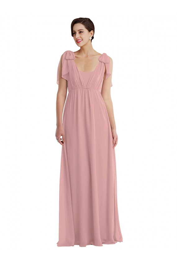 Dusty Pink Soft Chiffon Halter Neck Long Sleeveless Semi Formal Evening Dress / Bridesmaid Dress Norwich