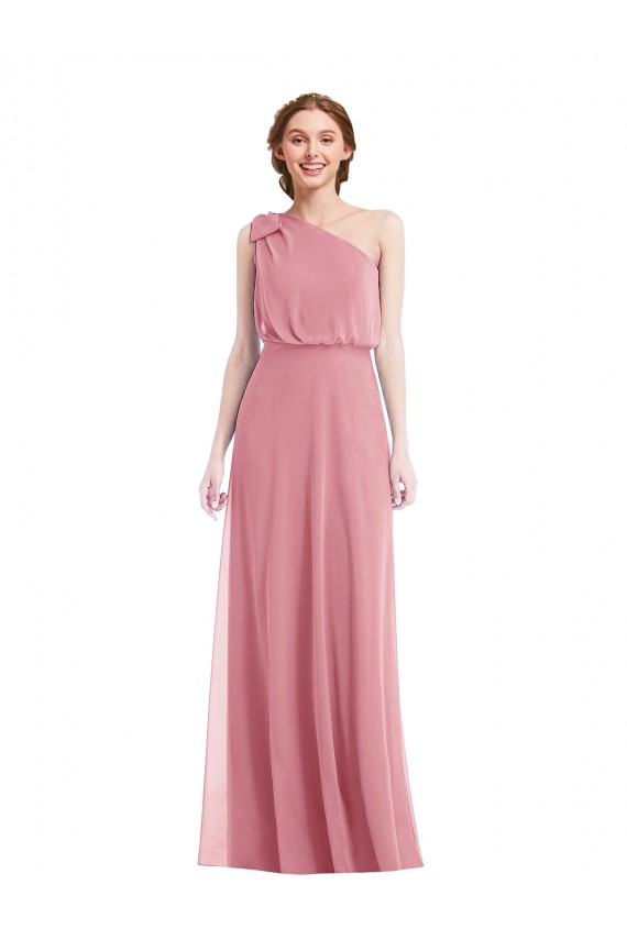 Skin Pink Soft Chiffon One Shoulder Long Sleeveless Semi Formal Evening Dress / Bridesmaid Dress Norwich