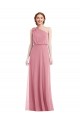 Skin Pink Soft Chiffon One Shoulder Long Sleeveless Semi Formal Evening Dress / Bridesmaid Dress Norwich