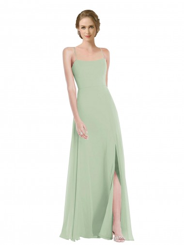 Open Back Soft Chiffon Scoop Neck Long Sleeveless Semi Formal Evening Dress / Bridesmaid Dress Norwich