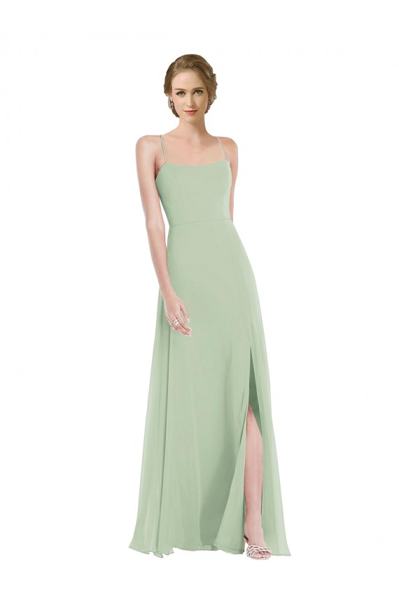 Open Back Soft Chiffon Scoop Neck Long Sleeveless Semi Formal Evening Dress / Bridesmaid Dress Norwich