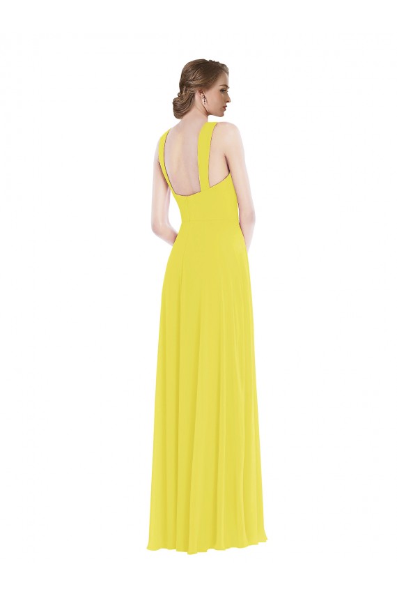 Yellow Soft Chiffon Spaghetti Straps Long Sleeveless Semi Formal Evening Dress / Bridesmaid Dress Norwich