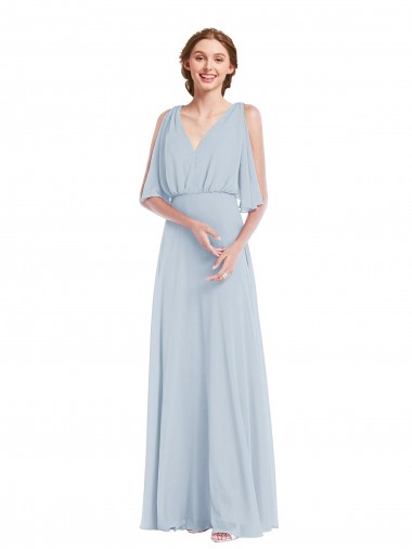 Soft Chiffon V-Neck Long Half Sleeves Evening Gown / Bridesmaid Dress Norwich