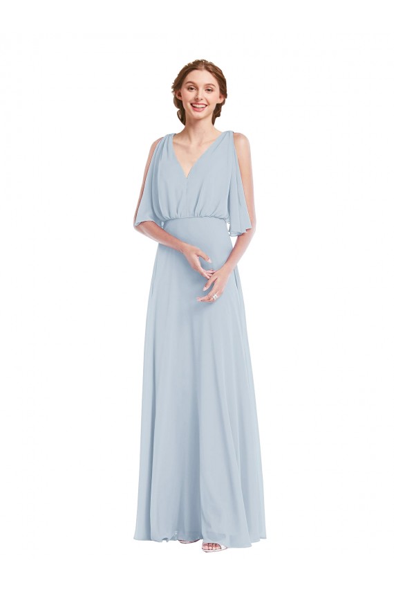 Soft Chiffon V-Neck Long Half Sleeves Evening Gown / Bridesmaid Dress Norwich