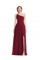 Burgundy Soft Chiffon One Shoulder Long Sleeveless Semi Formal Evening Dress / Bridesmaid Dress Norwich