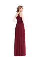 Burgundy Soft Chiffon One Shoulder Long Sleeveless Semi Formal Evening Dress / Bridesmaid Dress Norwich