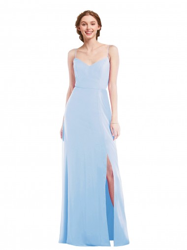 Light Sky Blue Soft Chiffon Spaghetti Straps Long Sleeveless Formal Evening Gown / Bridesmaid Dress Norwich