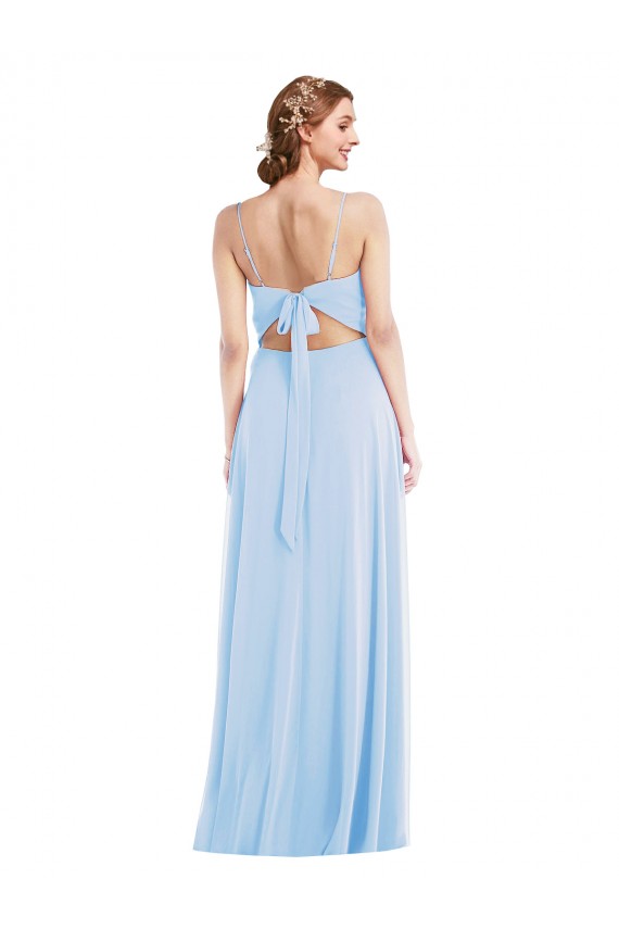 Light Sky Blue Soft Chiffon Spaghetti Straps Long Sleeveless Formal Evening Gown / Bridesmaid Dress Norwich