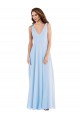 Light Sky Blue Soft Chiffon V-Neck Long Sleeveless Semi Formal Evening Dress / Bridesmaid Dress Norwich