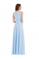 Light Sky Blue Soft Chiffon V-Neck Long Sleeveless Semi Formal Evening Dress / Bridesmaid Dress Norwich