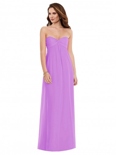 Low Back Violet Soft Chiffon Sweetheart Long Sleeveless Semi Formal Evening Dress / Bridesmaid Dress Norwich