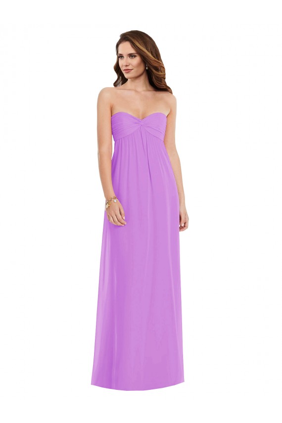 Low Back Violet Soft Chiffon Sweetheart Long Sleeveless Semi Formal Evening Dress / Bridesmaid Dress Norwich