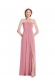Open Back Skin Pink Soft Chiffon Halter Neck Long Sleeveless Semi Formal Evening Dress / Bridesmaid Dress Norwich