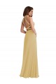 Open Back Gold Soft Chiffon Halter Neck Long Sleeveless Semi Formal Evening Dress / Bridesmaid Dress Norwich