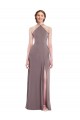 Low Back Soft Chiffon Halter Neck Long Sleeveless Formal Evening Gown / Bridesmaid Dress Norwich
