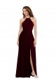 Low Back Burgundy Gold Soft Chiffon Spaghetti Straps Long Sleeveless Semi Formal Evening Dress / Bridesmaid Dress Norwich