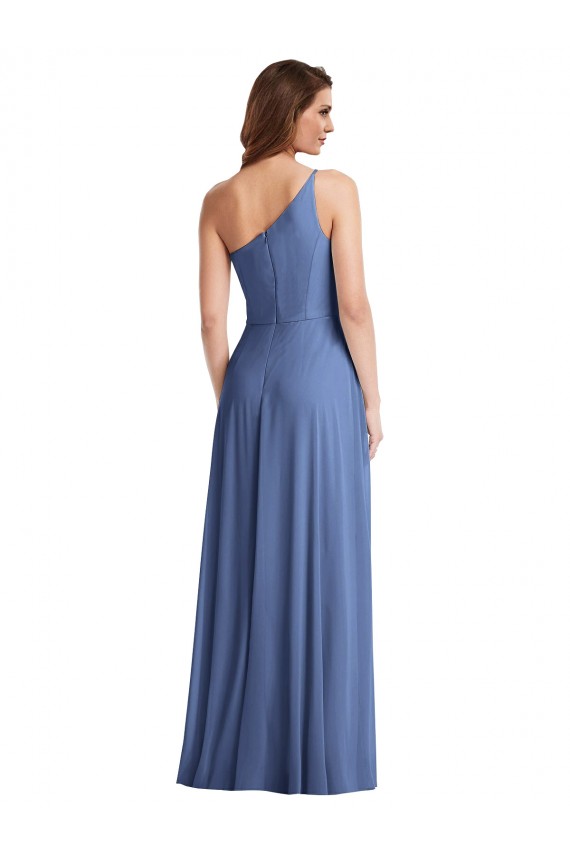 Windsor Blue Soft Chiffon One Shoulder Long Sleeveless Formal Evening Gown / Bridesmaid Dress Norwich