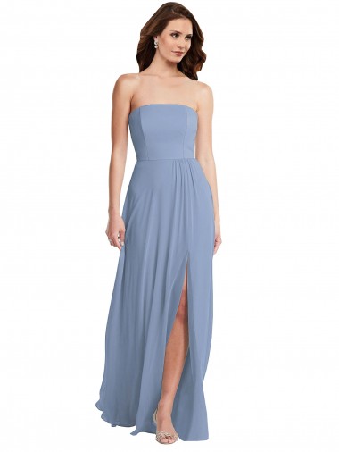 Soft Chiffon Strapless Long Sleeveless Semi Formal Evening Dress / Bridesmaid Dress Norwich
