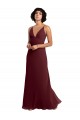 V-Back Burgundy Gold Soft Chiffon V-Neck Long Sleeveless Bridesmaid Dress / Formal Dress Norwich