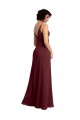 V-Back Burgundy Gold Soft Chiffon V-Neck Long Sleeveless Bridesmaid Dress / Formal Dress Norwich