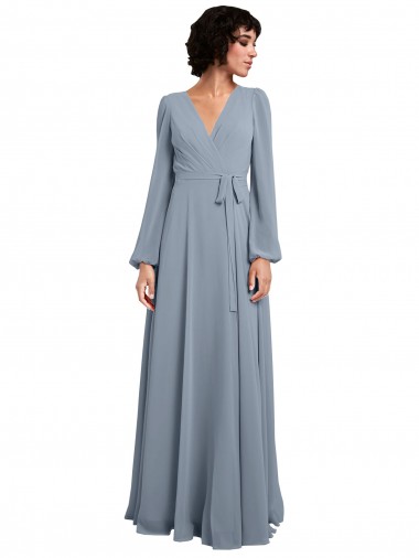 Soft Chiffon V-Neck Long Long Sleeves Bridesmaid Dress / Formal Dress Norwich